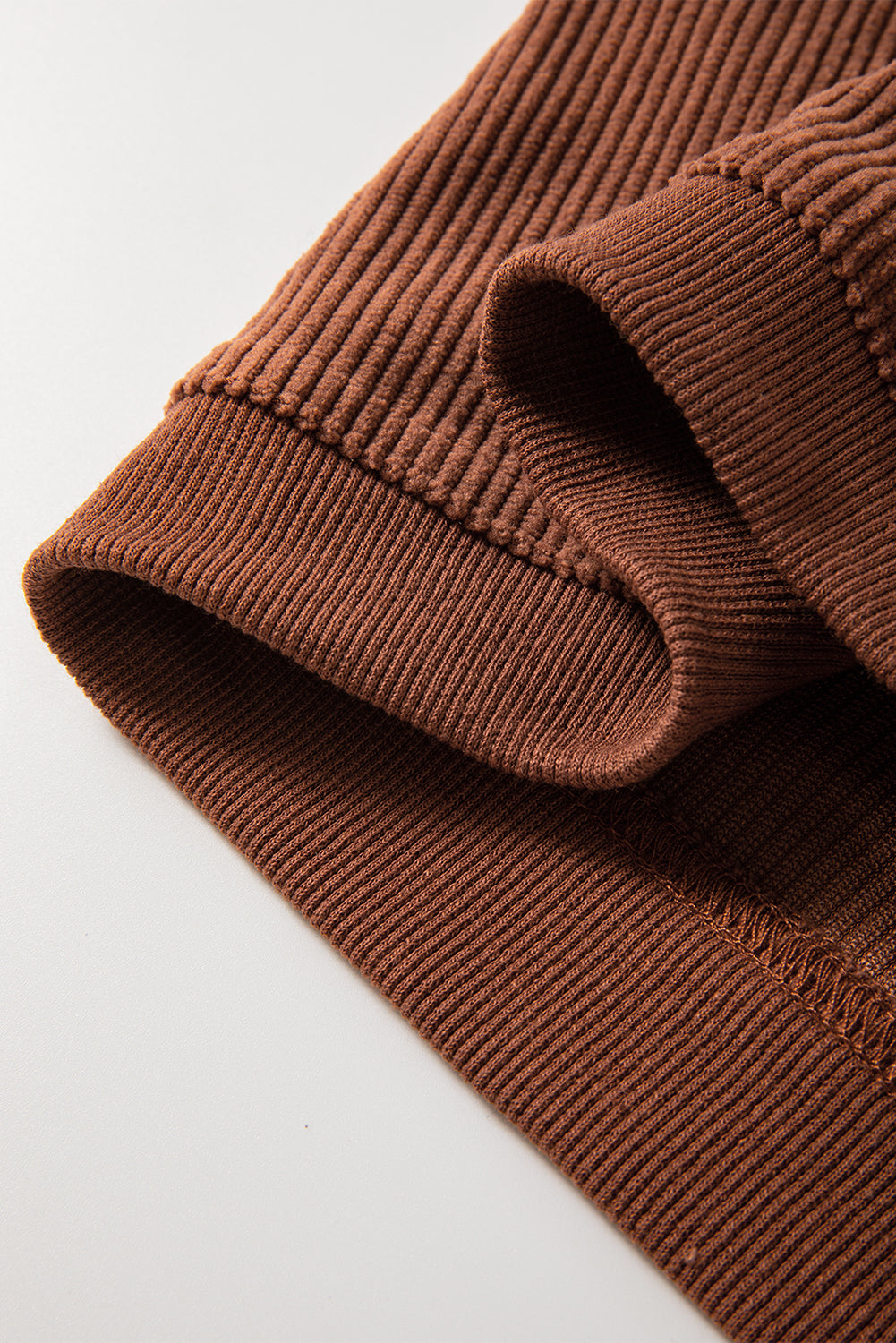 Apricot Drop Shoulder Ribbed Oversized Sweatshirt