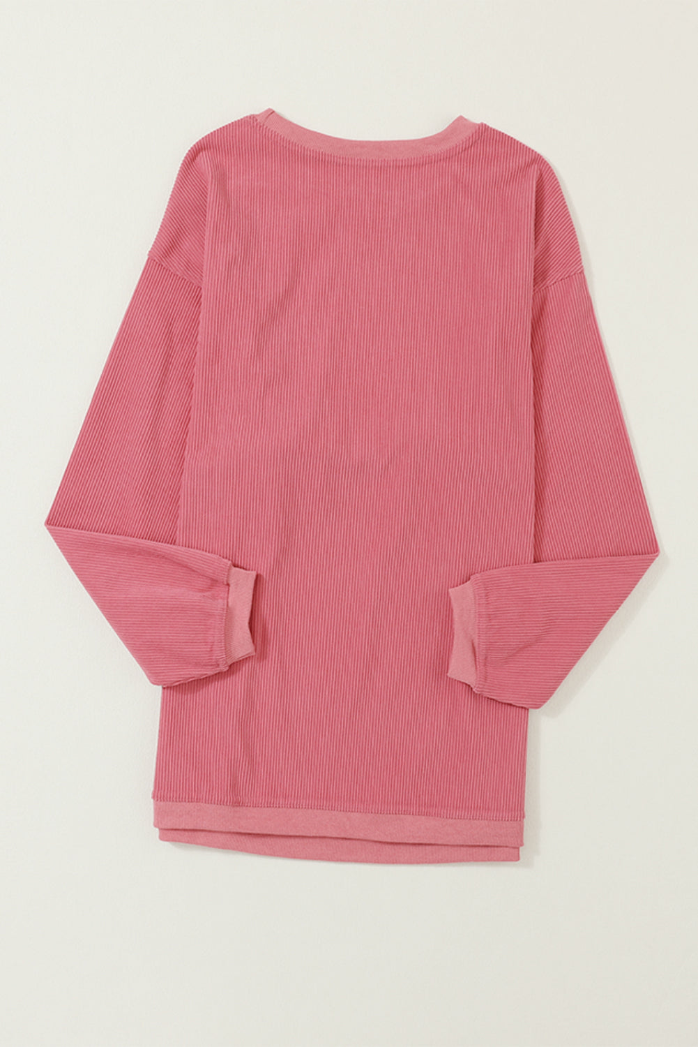 Apricot Drop Shoulder Ribbed Oversized Sweatshirt