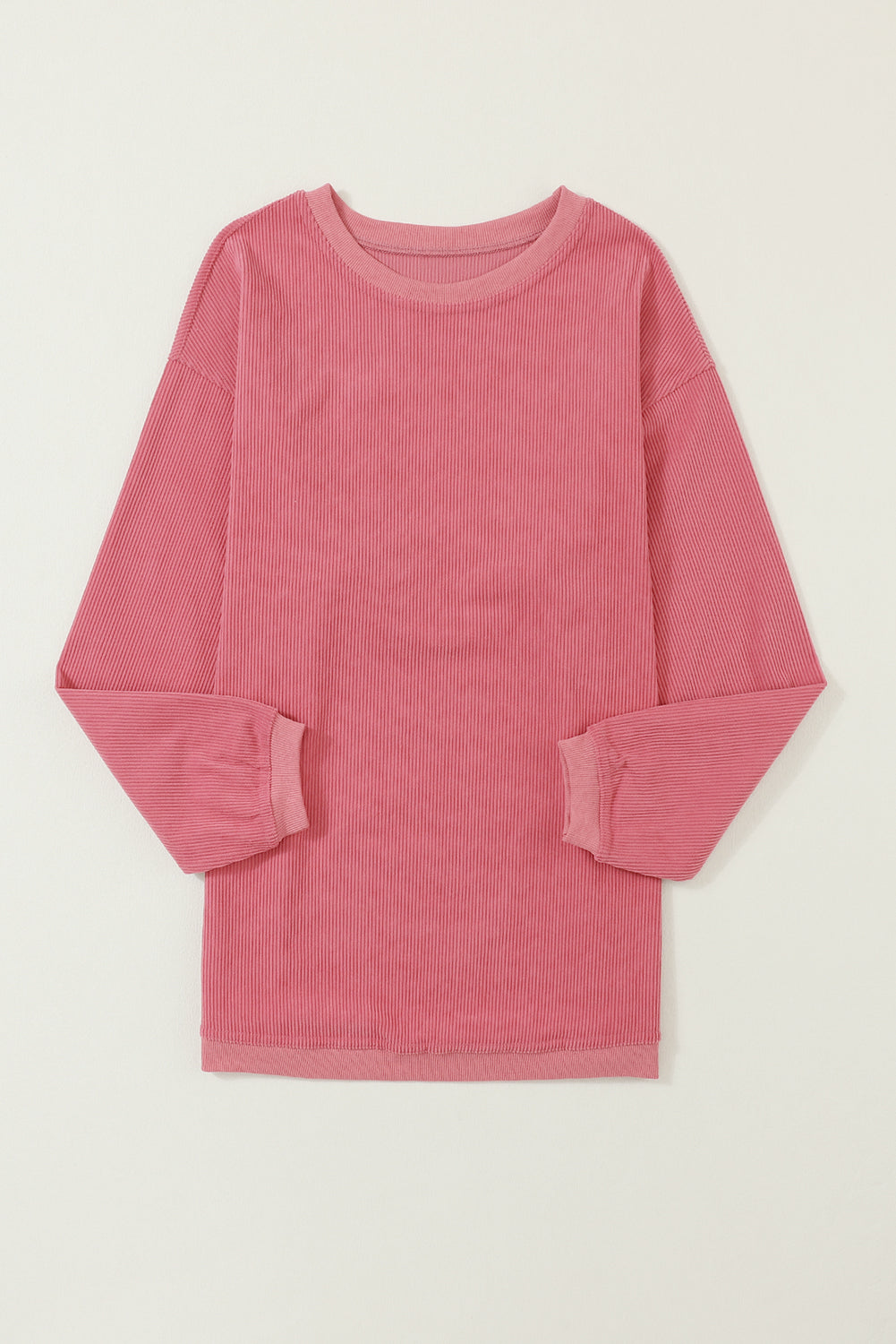 Apricot Drop Shoulder Ribbed Oversized Sweatshirt
