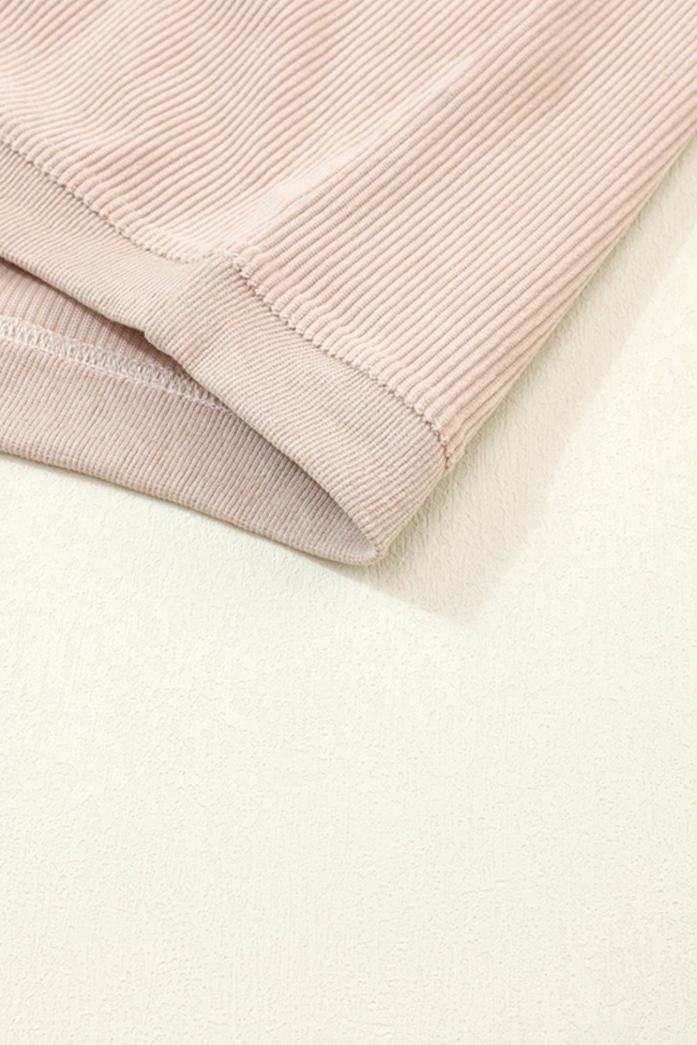 Apricot Drop Shoulder Ribbed Oversized Sweatshirt