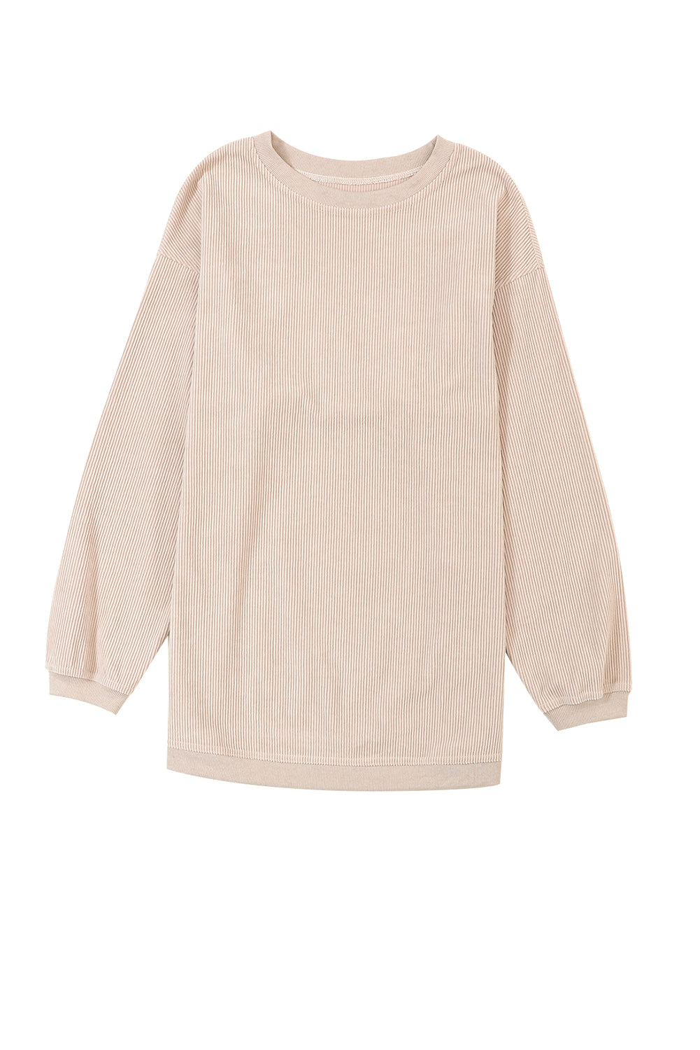 Apricot Drop Shoulder Ribbed Oversized Sweatshirt