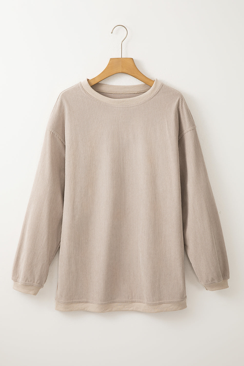 Apricot Drop Shoulder Ribbed Oversized Sweatshirt