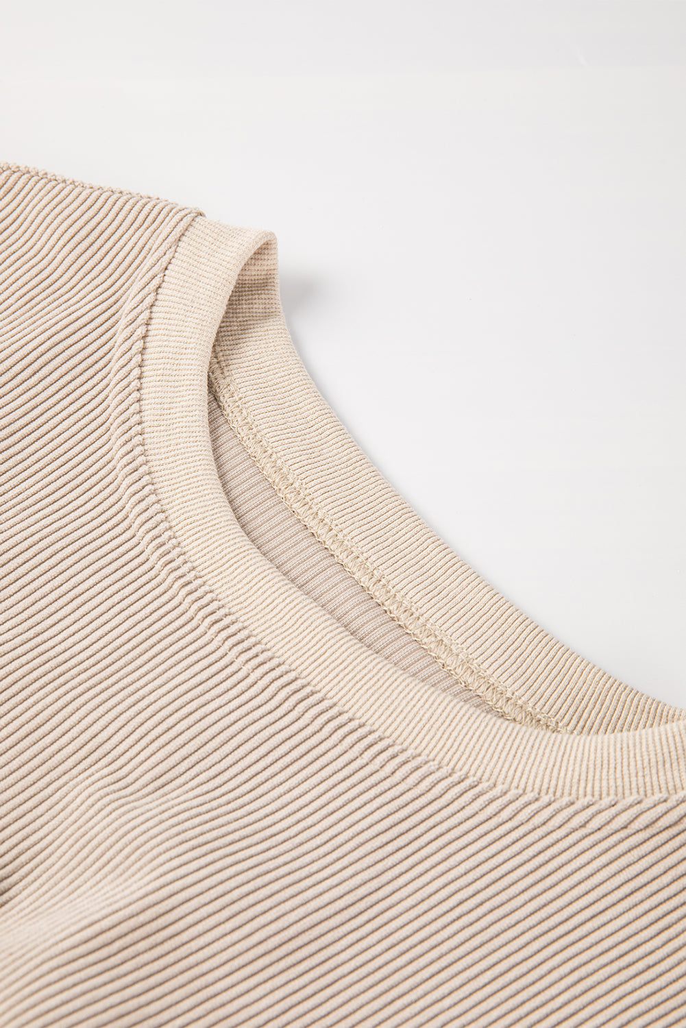 Apricot Drop Shoulder Ribbed Oversized Sweatshirt