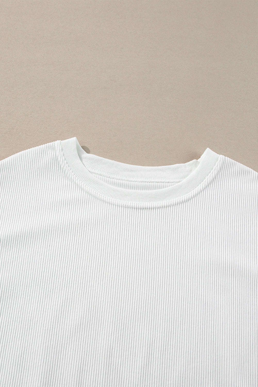 Apricot Drop Shoulder Ribbed Oversized Sweatshirt