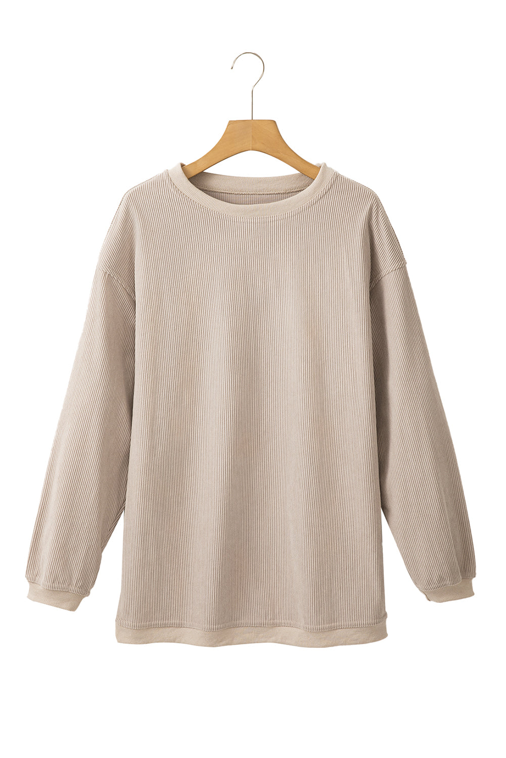 Apricot Drop Shoulder Ribbed Oversized Sweatshirt