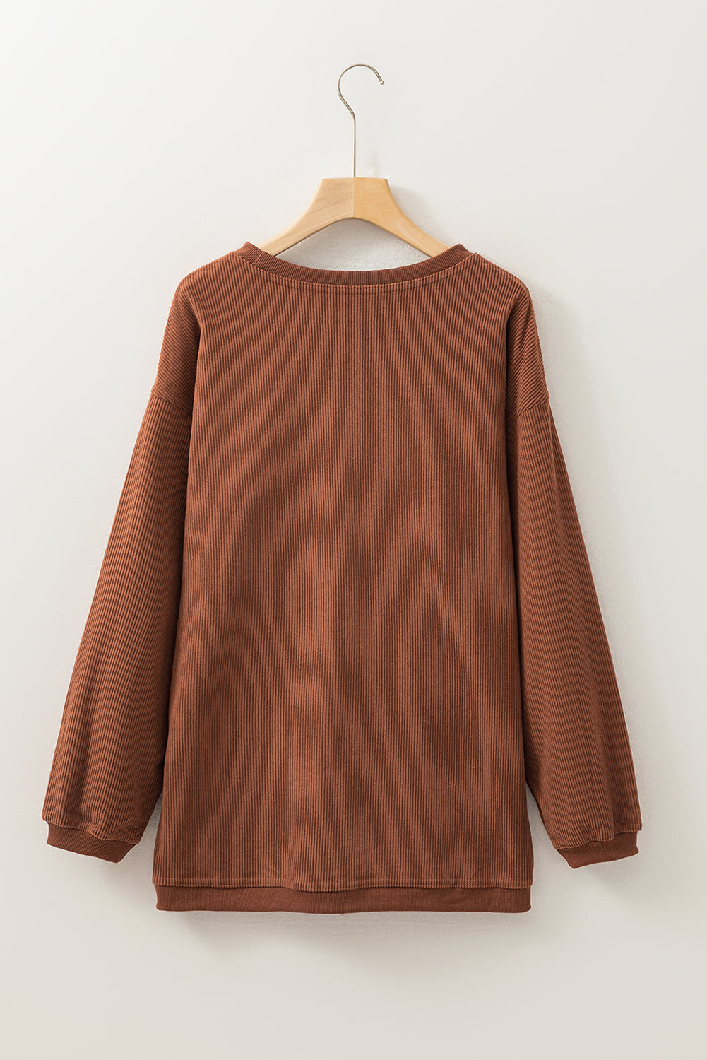 Apricot Drop Shoulder Ribbed Oversized Sweatshirt