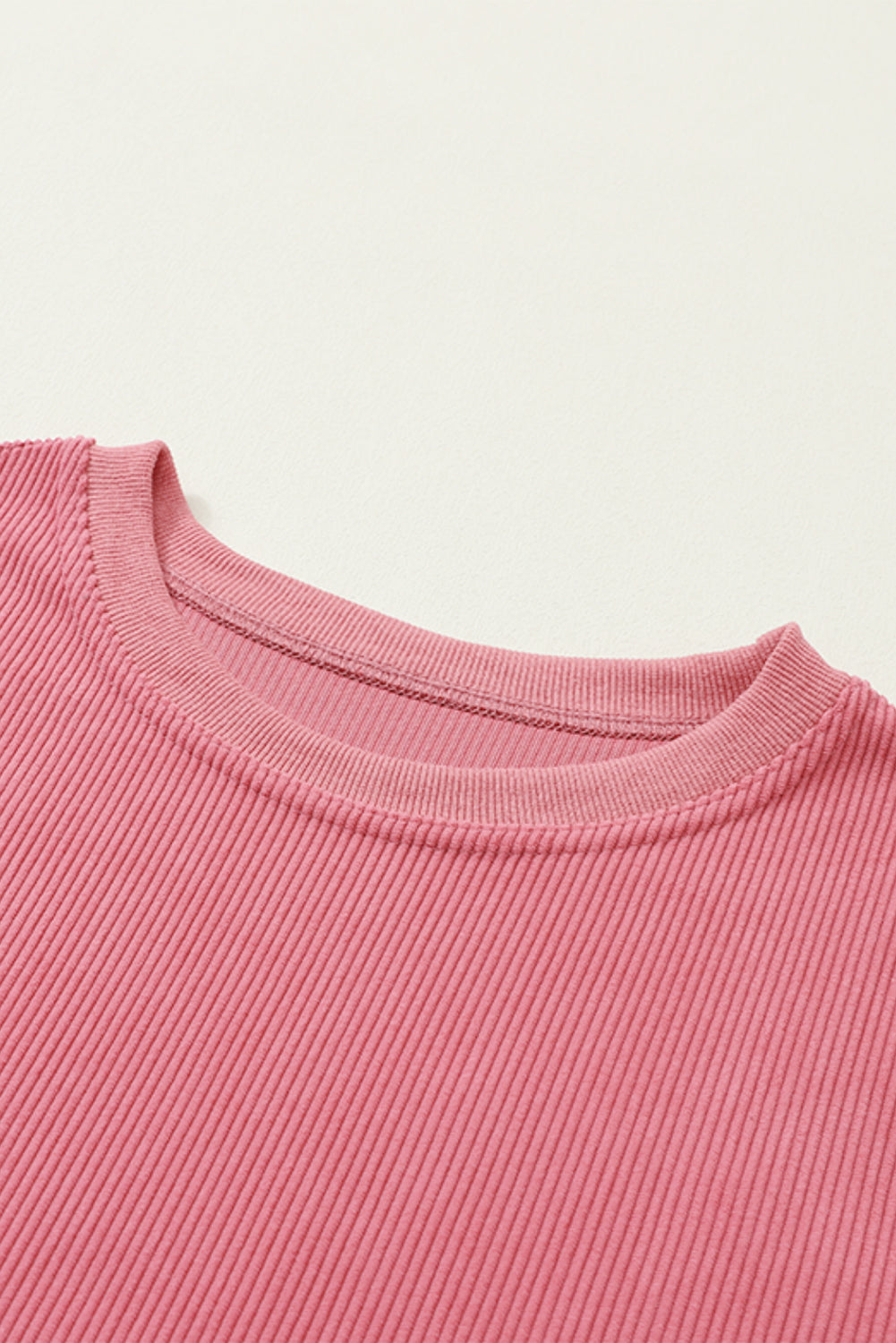Apricot Drop Shoulder Ribbed Oversized Sweatshirt
