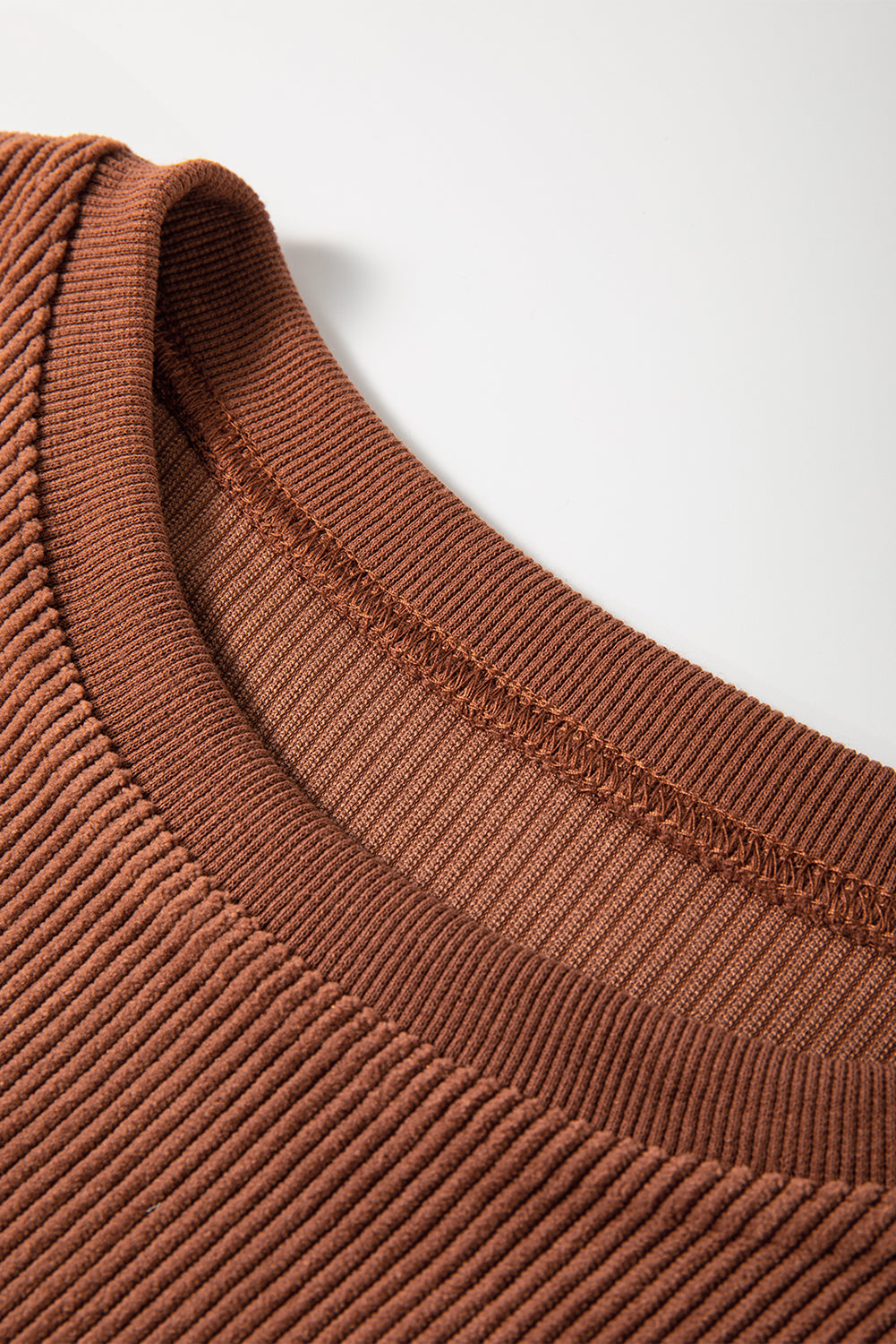 Apricot Drop Shoulder Ribbed Oversized Sweatshirt