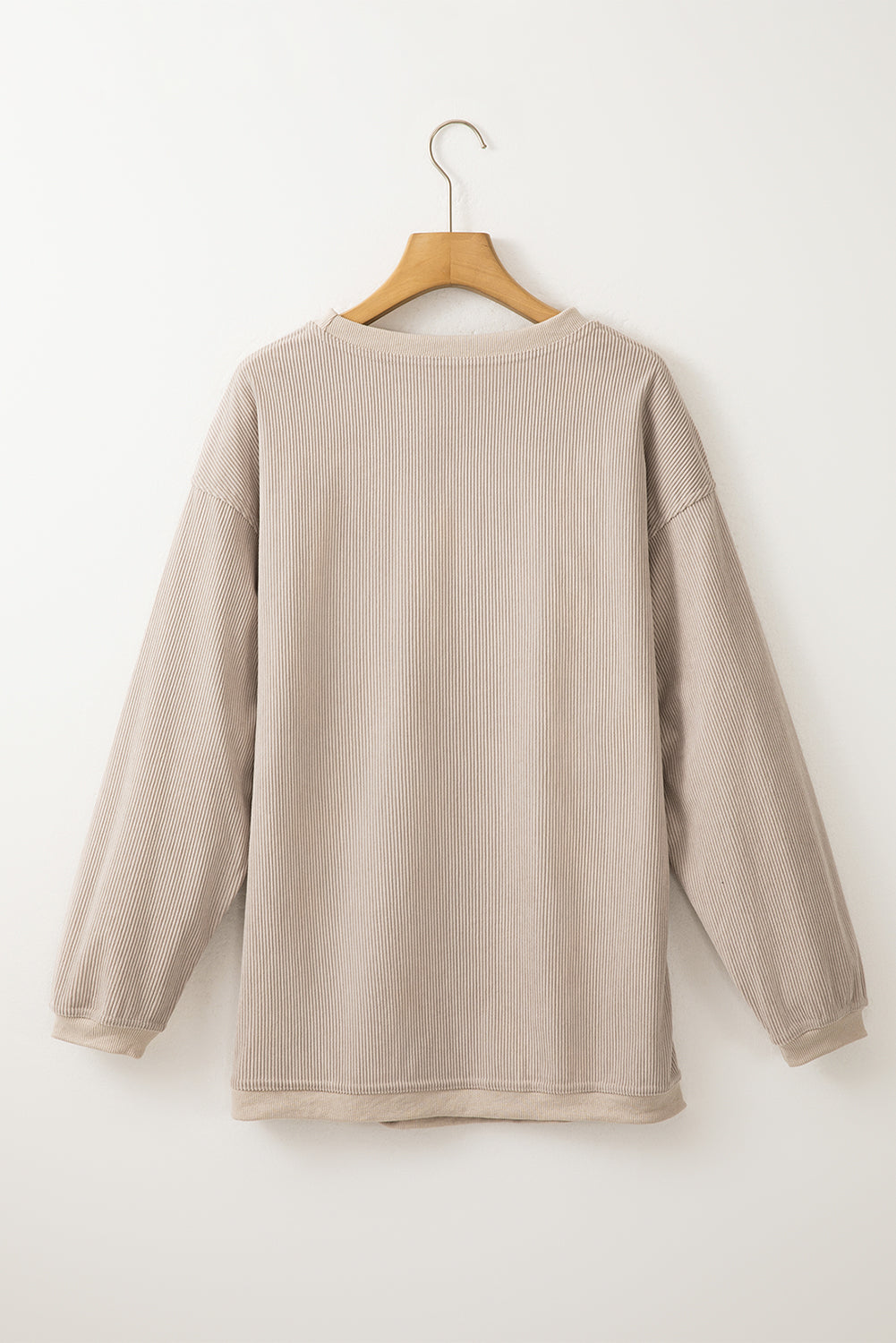 Apricot Drop Shoulder Ribbed Oversized Sweatshirt