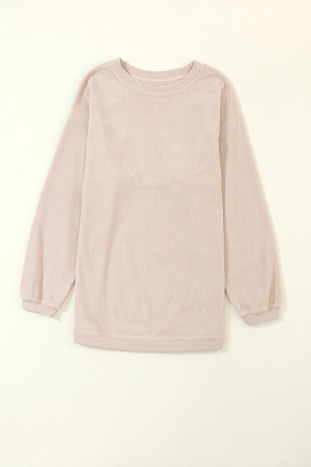 Apricot Drop Shoulder Ribbed Oversized Sweatshirt