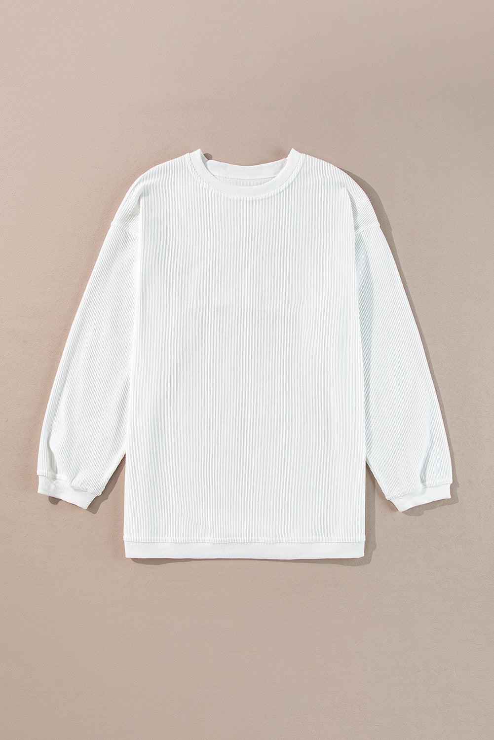 Apricot Drop Shoulder Ribbed Oversized Sweatshirt
