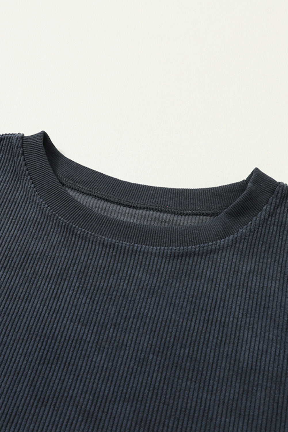 Apricot Drop Shoulder Ribbed Oversized Sweatshirt
