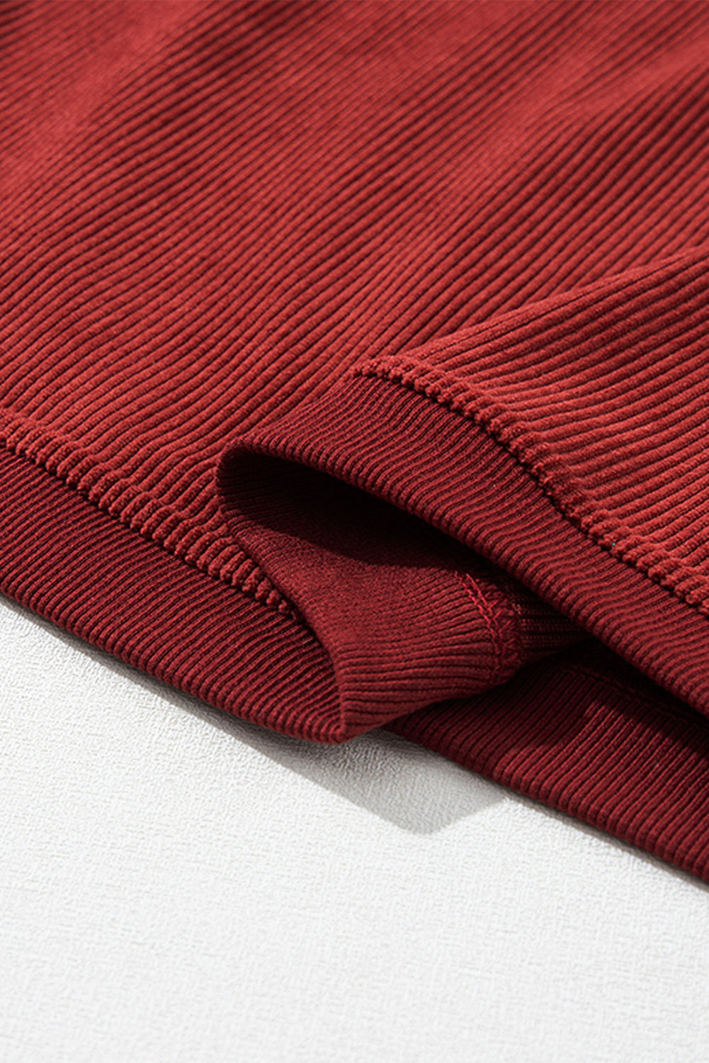 Apricot Drop Shoulder Ribbed Oversized Sweatshirt