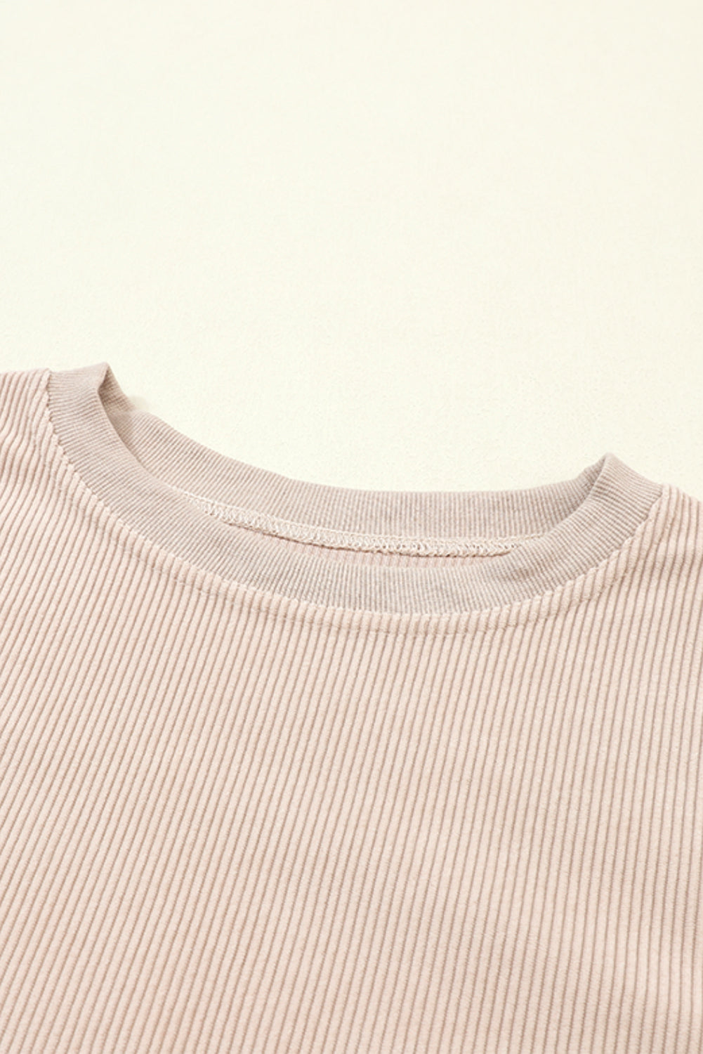 Apricot Drop Shoulder Ribbed Oversized Sweatshirt