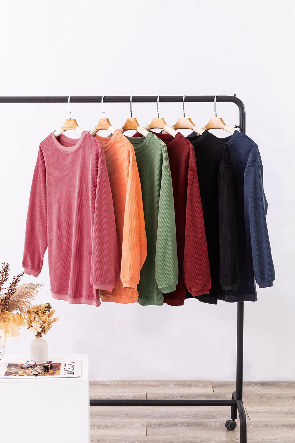 Apricot Drop Shoulder Ribbed Oversized Sweatshirt