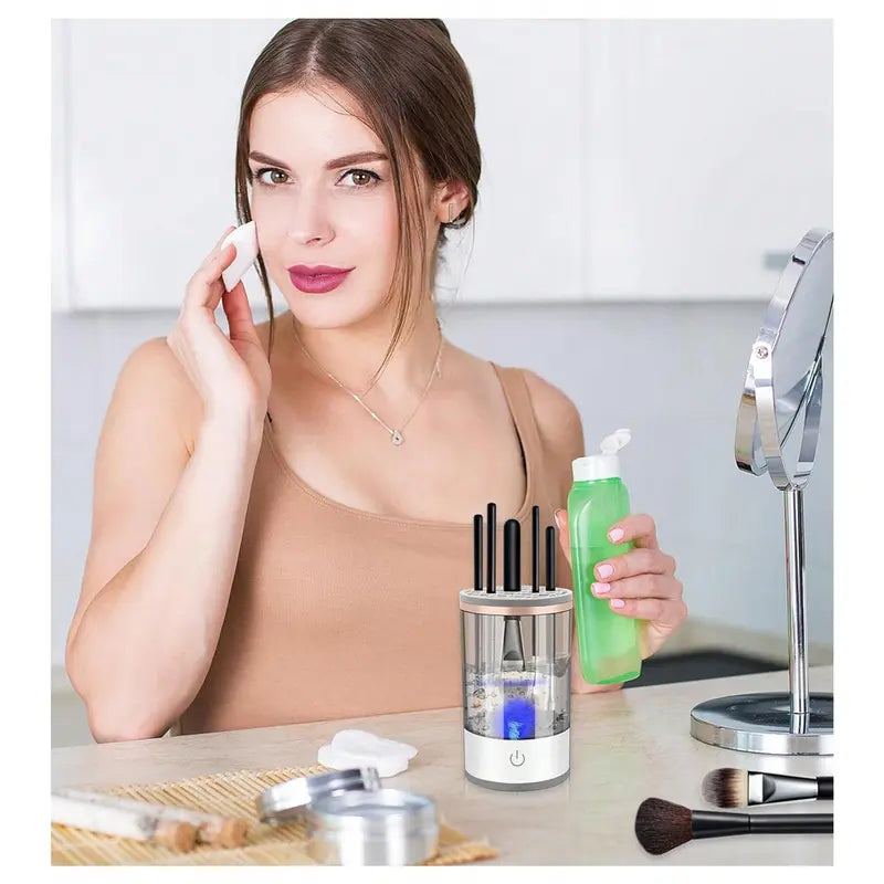 Automatic Makeup Brush Cleaning & Drying Stand Gift, 3-In-1 Automatic Cosmetic Brush Cleaning Machine, Cosmetic Brushes Cleaning Scrubber, Smart Makeup Brushes Cleaner, Summer Gift