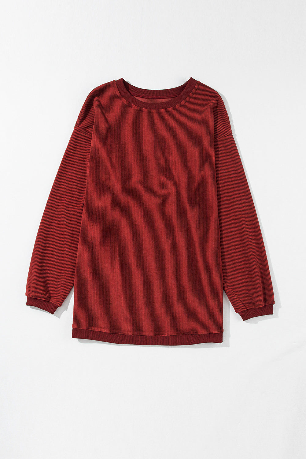 Apricot Drop Shoulder Ribbed Oversized Sweatshirt