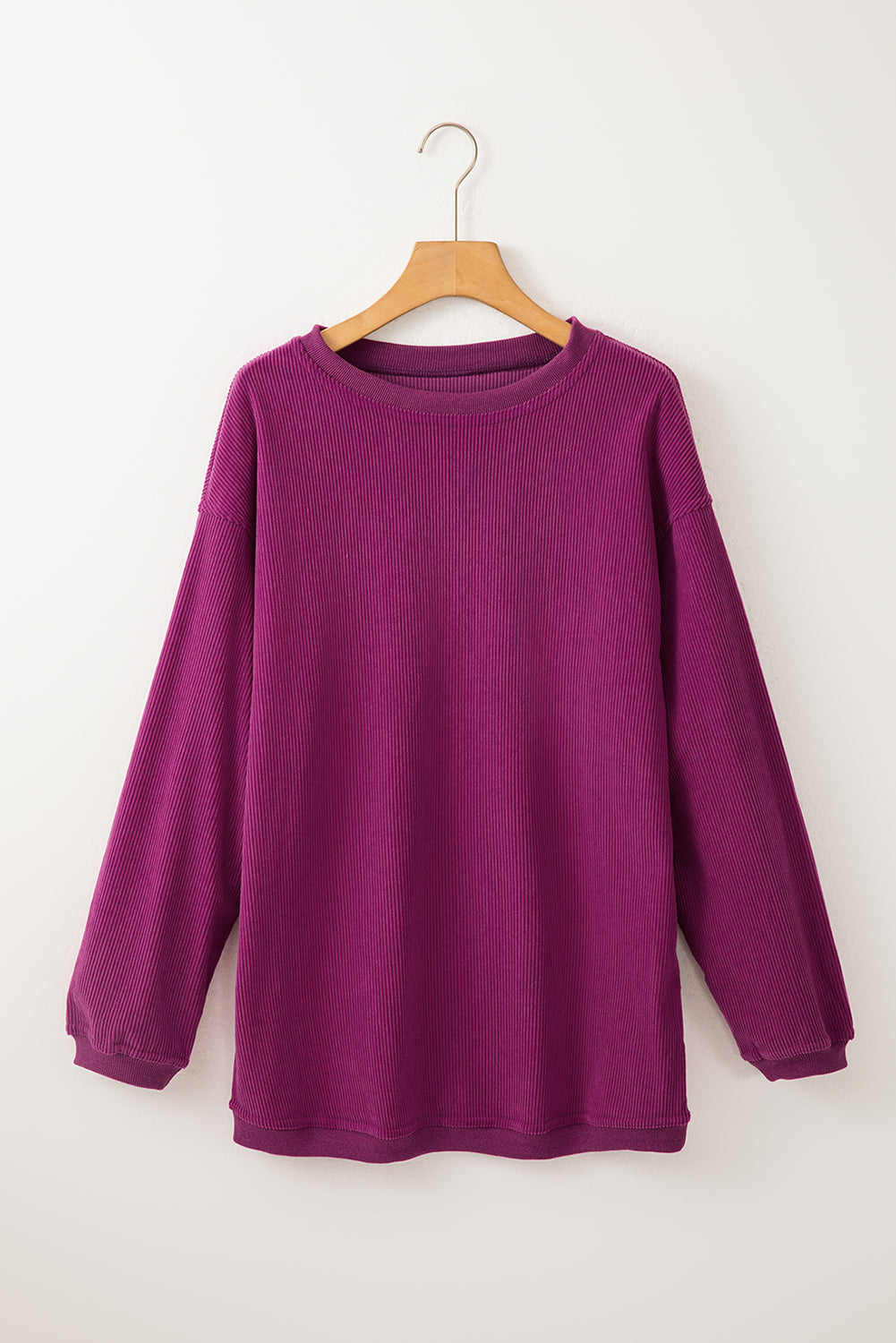 Apricot Drop Shoulder Ribbed Oversized Sweatshirt