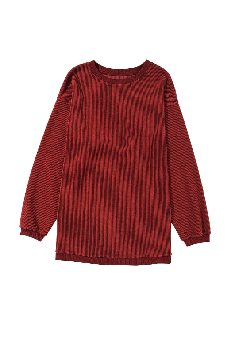 Apricot Drop Shoulder Ribbed Oversized Sweatshirt