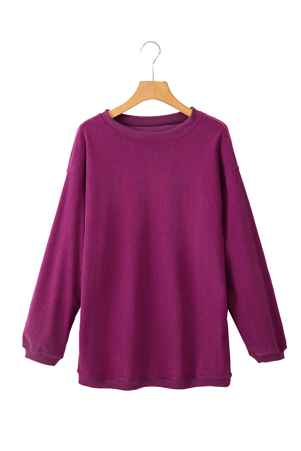 Apricot Drop Shoulder Ribbed Oversized Sweatshirt