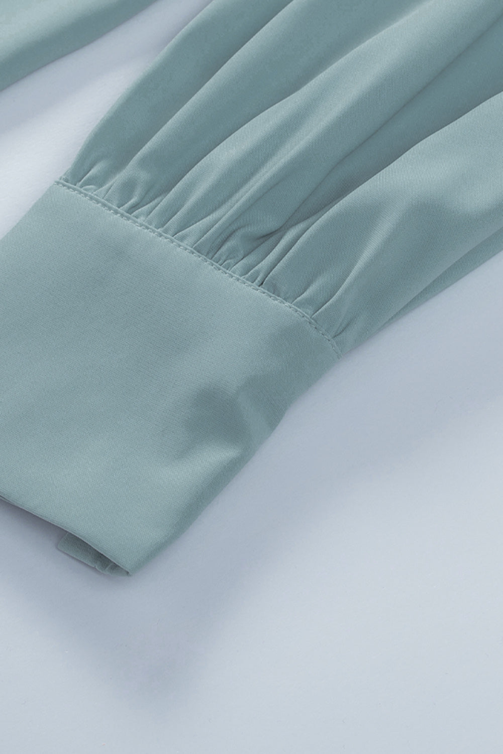 Pink Solid Button Up Pleated Loose Puff Sleeve Shirt