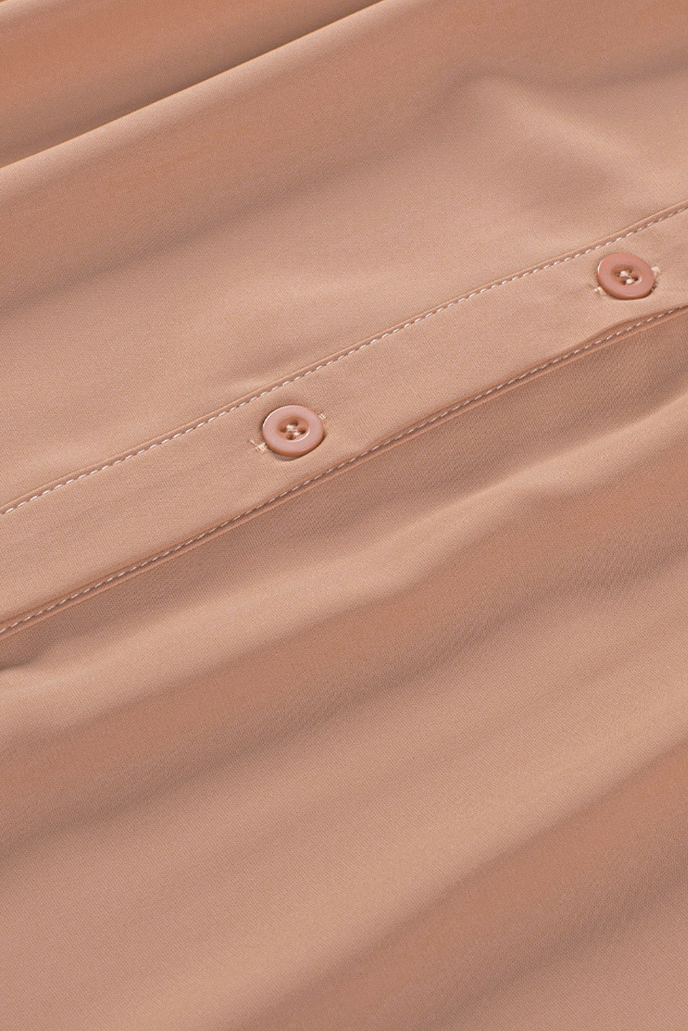 Pink Solid Button Up Pleated Loose Puff Sleeve Shirt