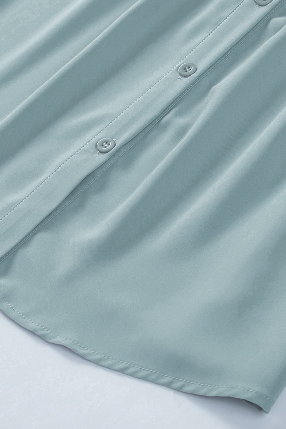 Pink Solid Button Up Pleated Loose Puff Sleeve Shirt